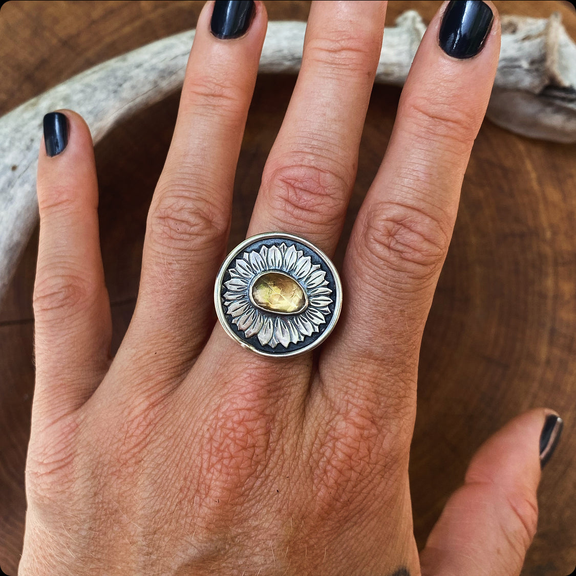 Citrine Sunflower Ring