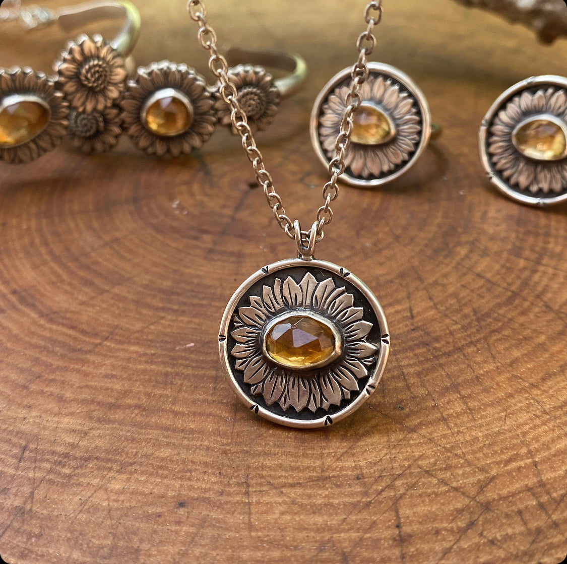 Citrine Sunflower Necklace