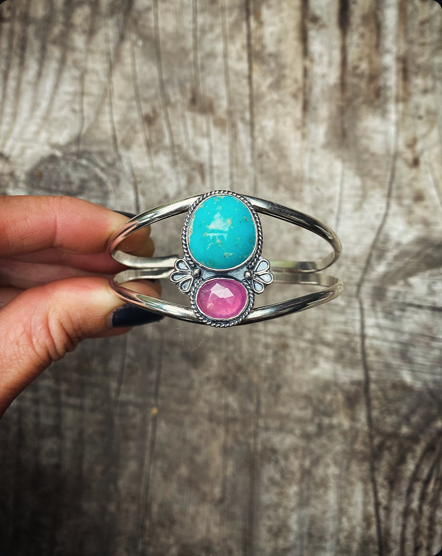 Turquoise & Ruby Cuff