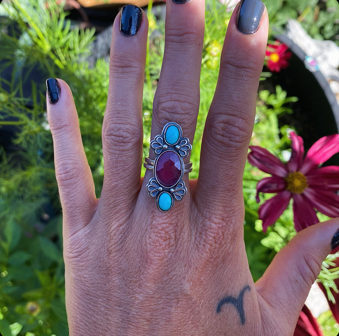 Ruby & Turquoise flowers