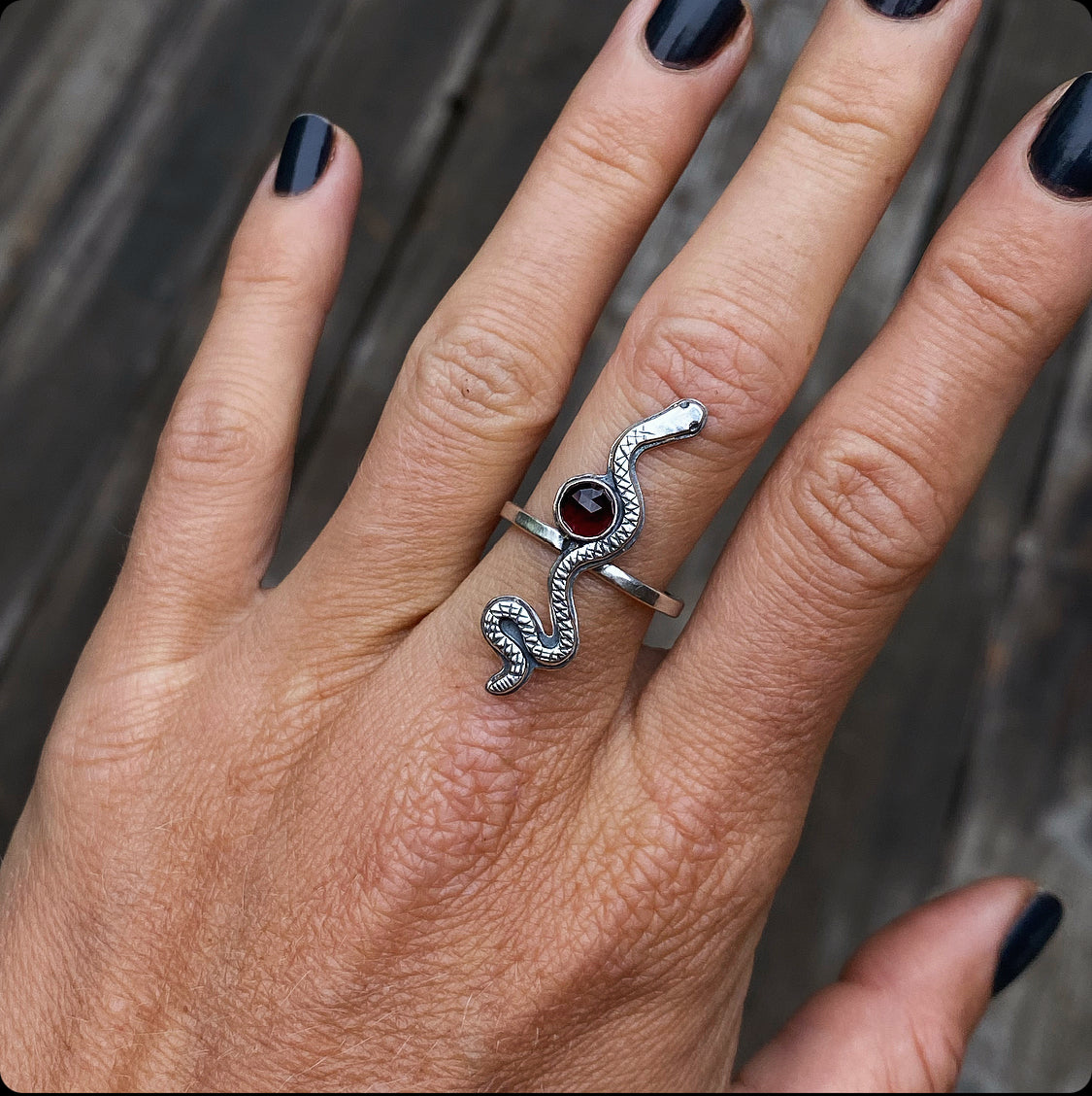 Red Garnet Snake Ring