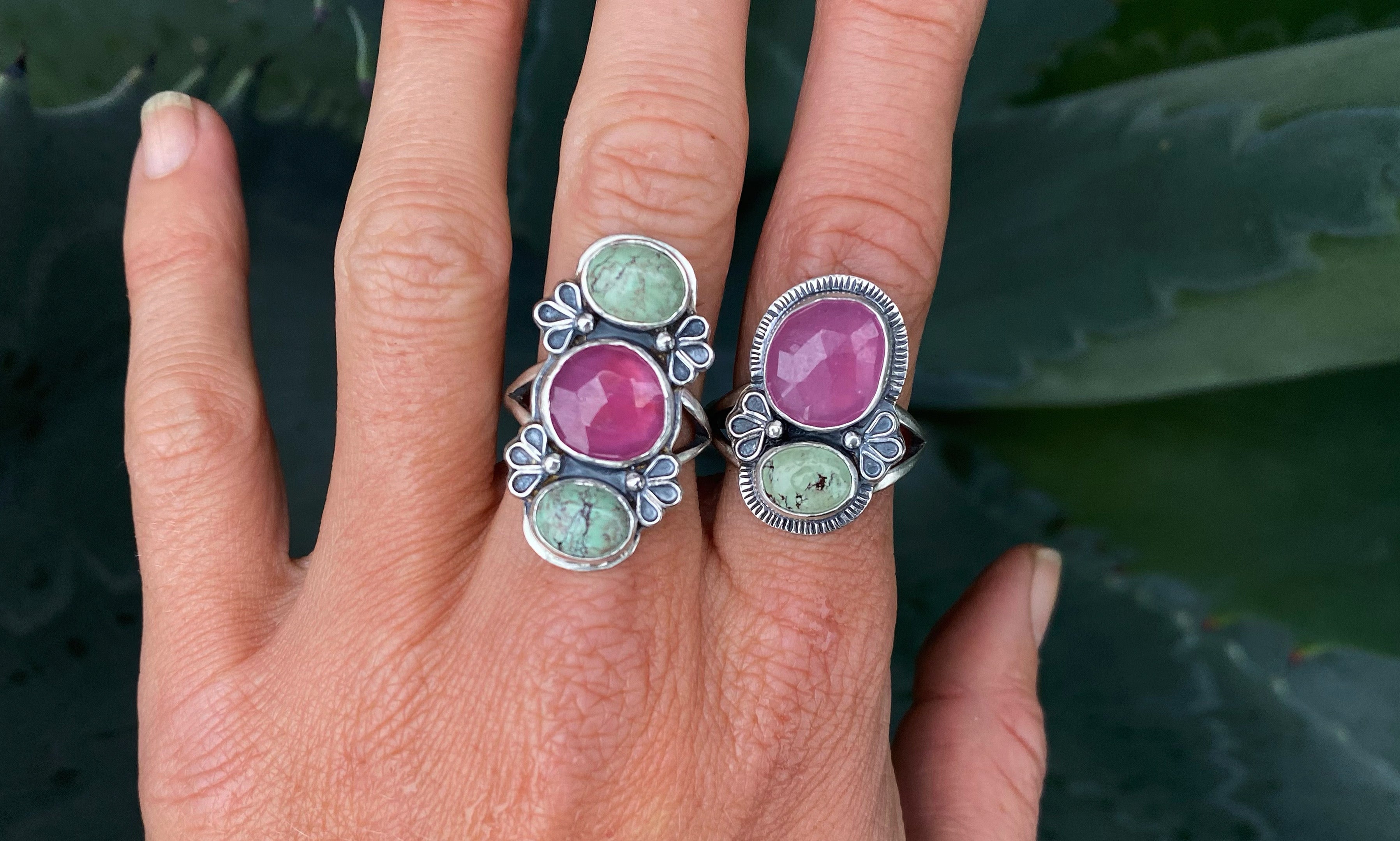 Turquoise & Ruby Ring