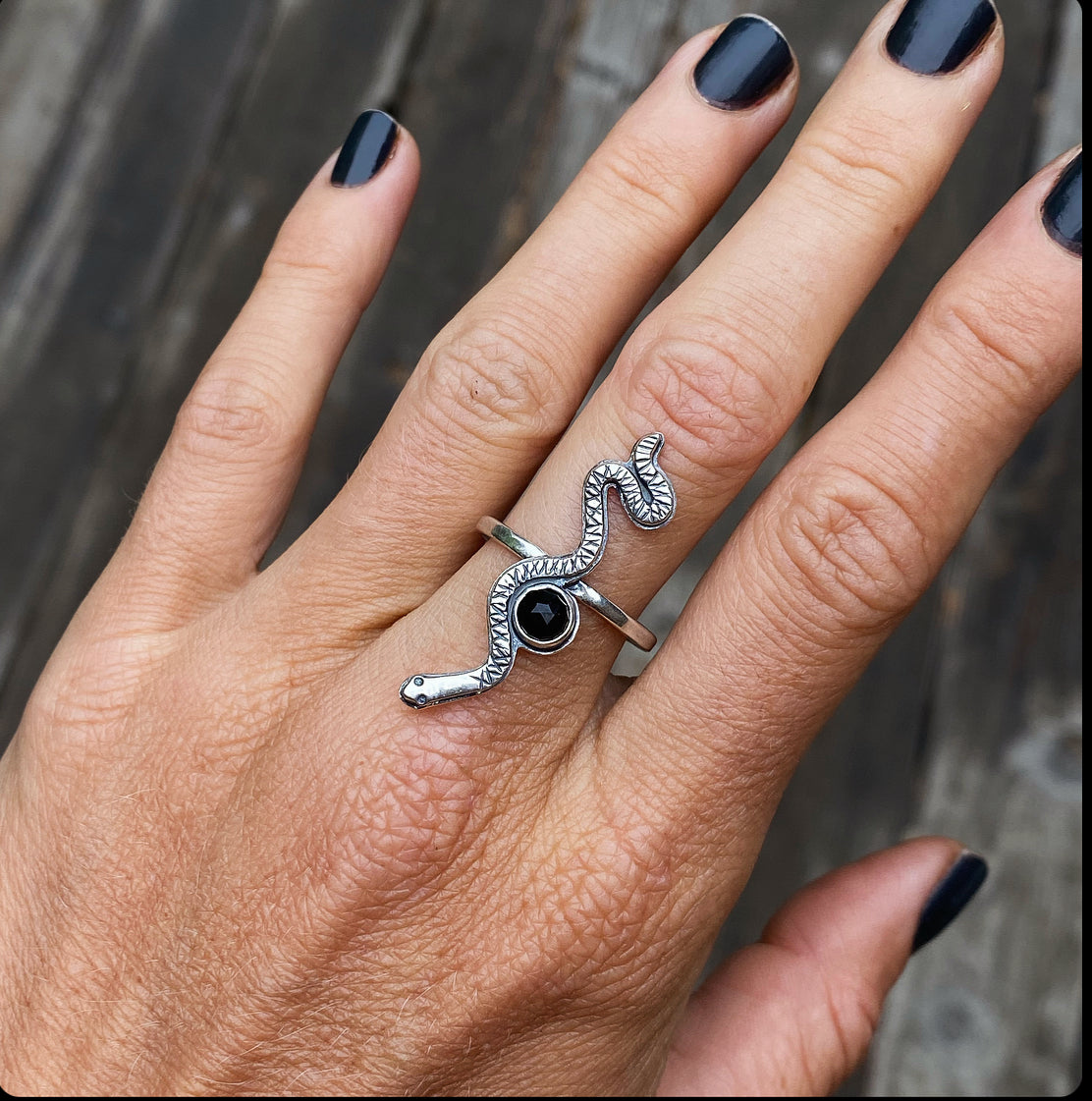 Onyx Snake Ring