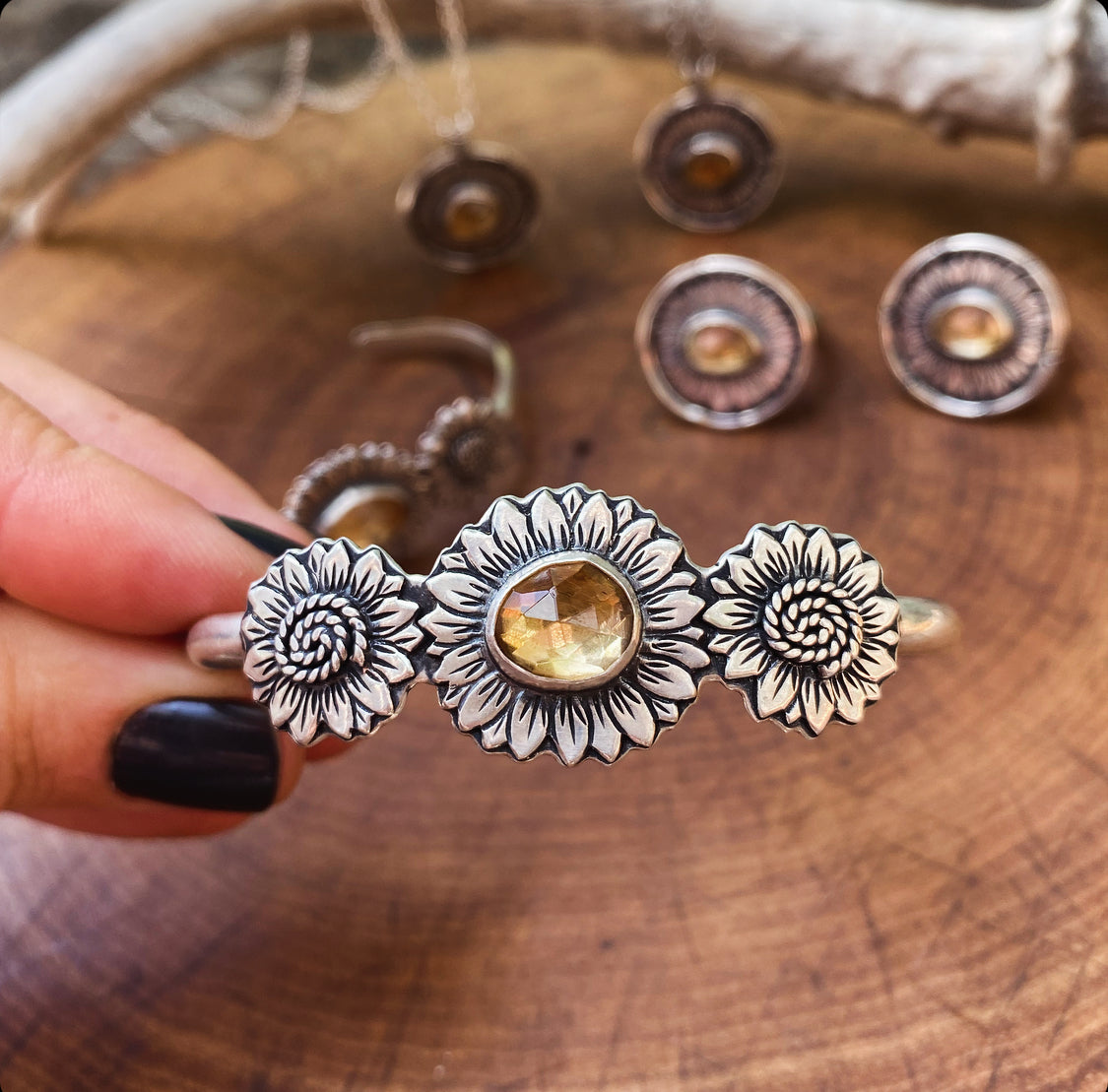 Citrine Sunflower Cuff