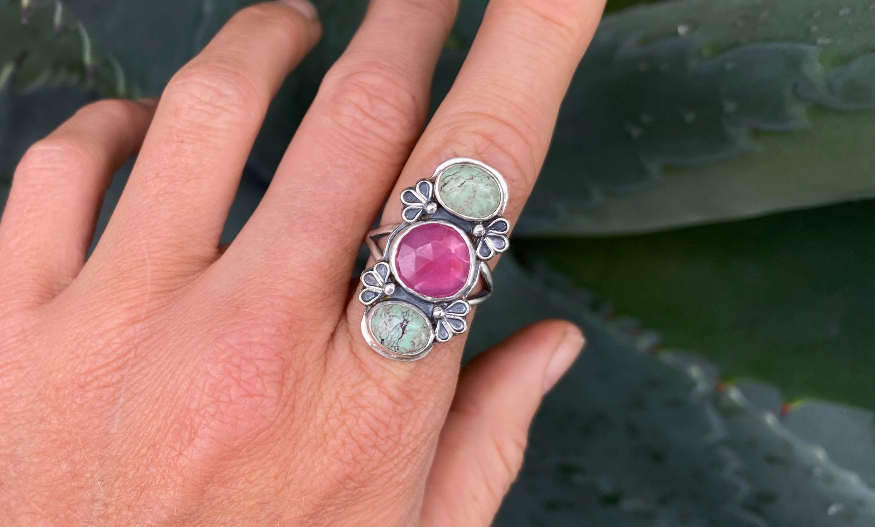 Turquoise & Ruby Ring