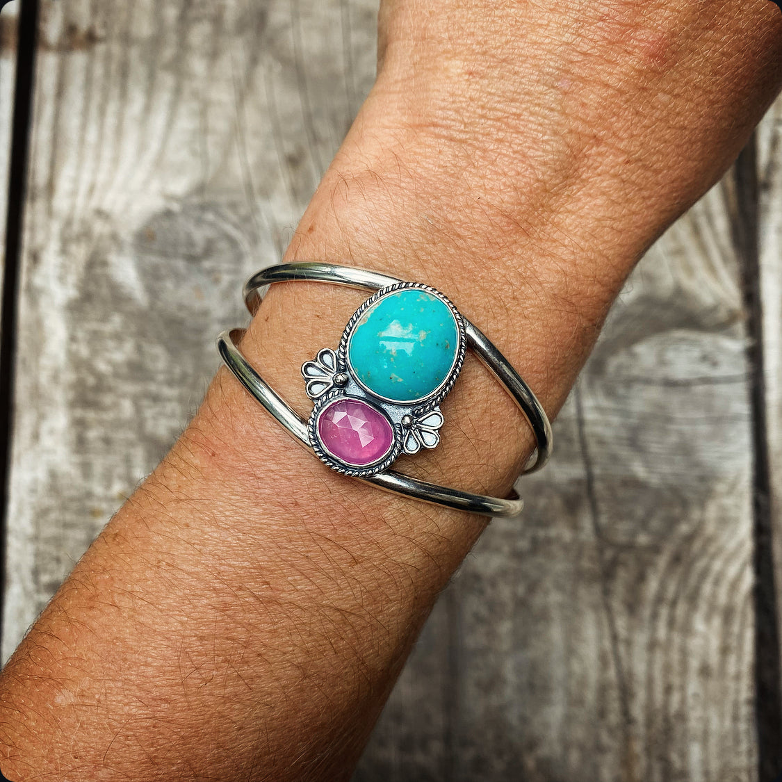 Turquoise & Ruby Cuff