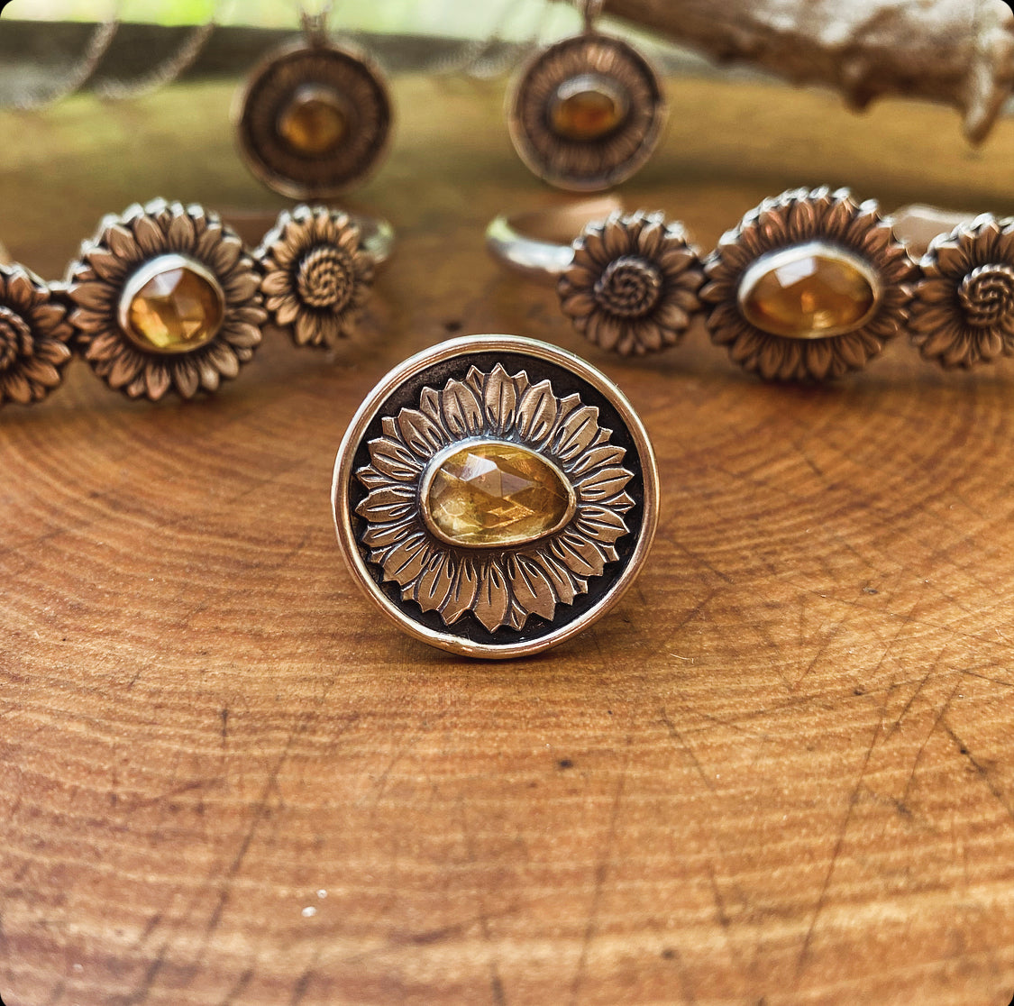 Citrine Sunflower Ring