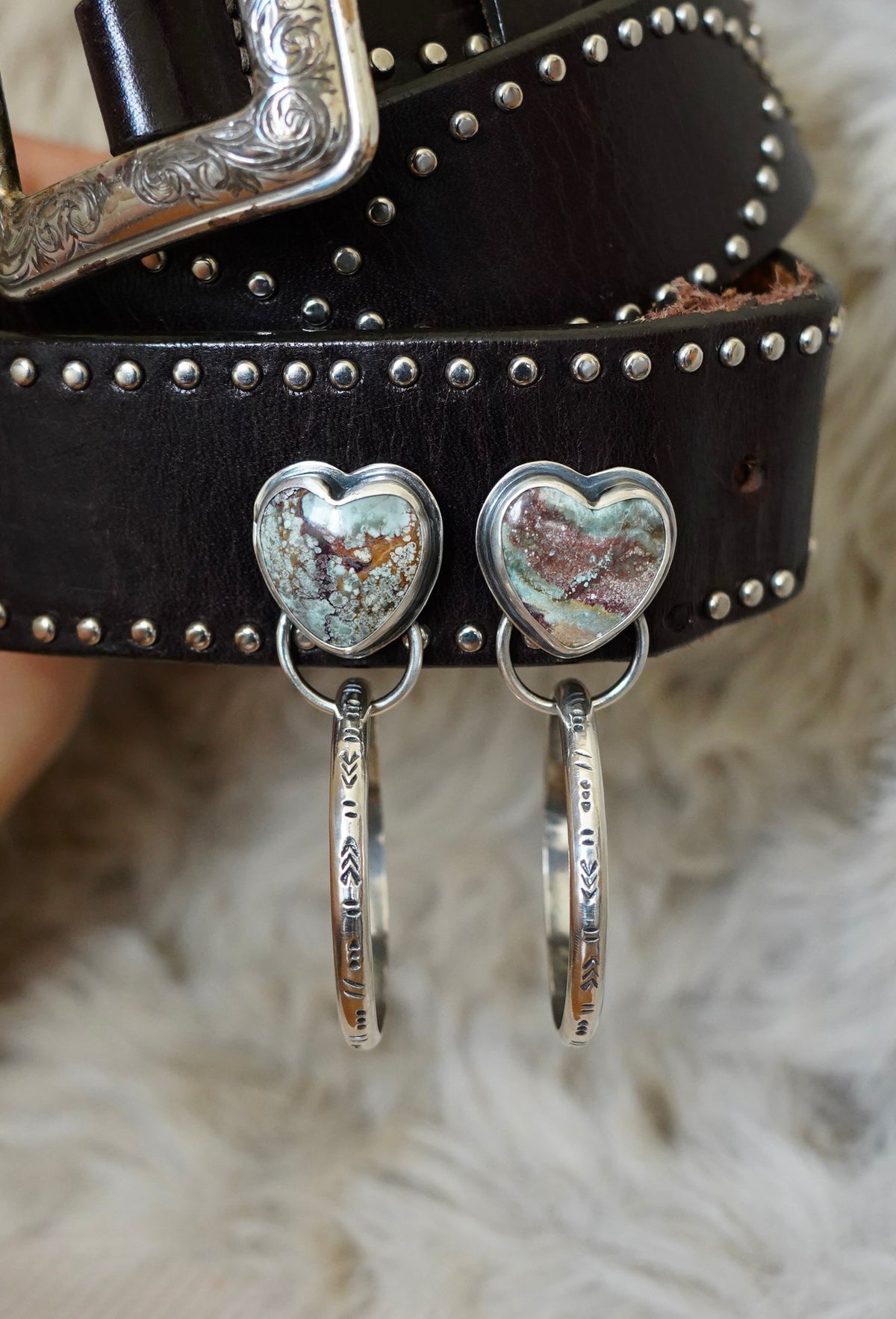 Turquoise Heart Hoops