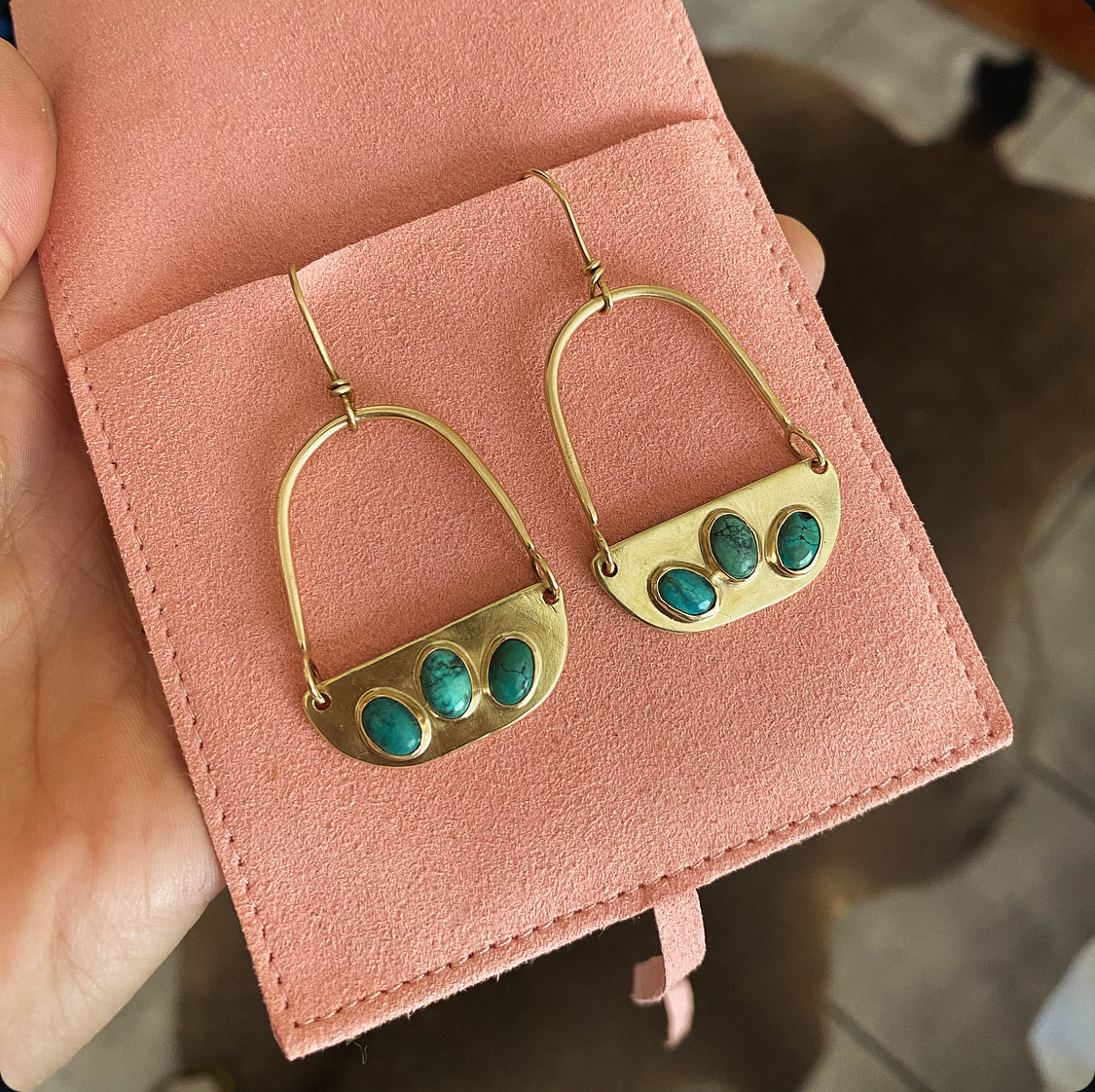 Brass Turquoise Earrings