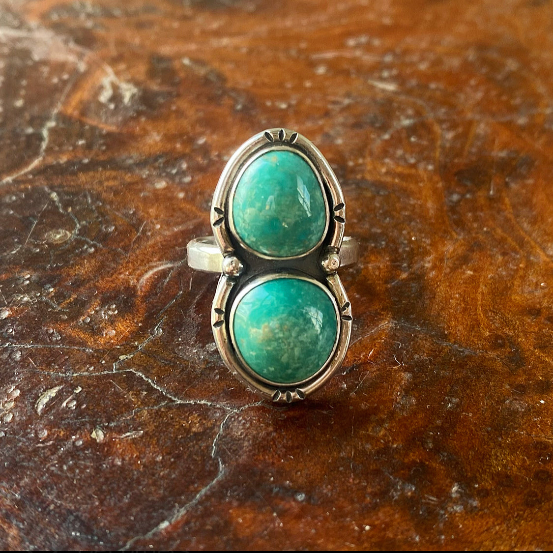 Double Stone Turquoise Ring