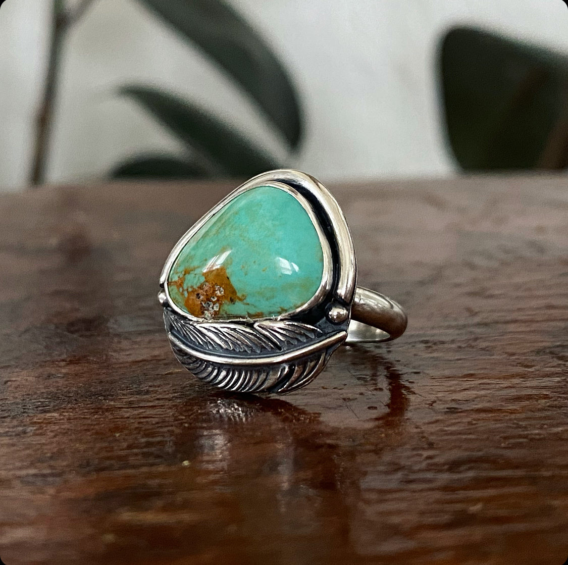 Turquoise Feather Ring