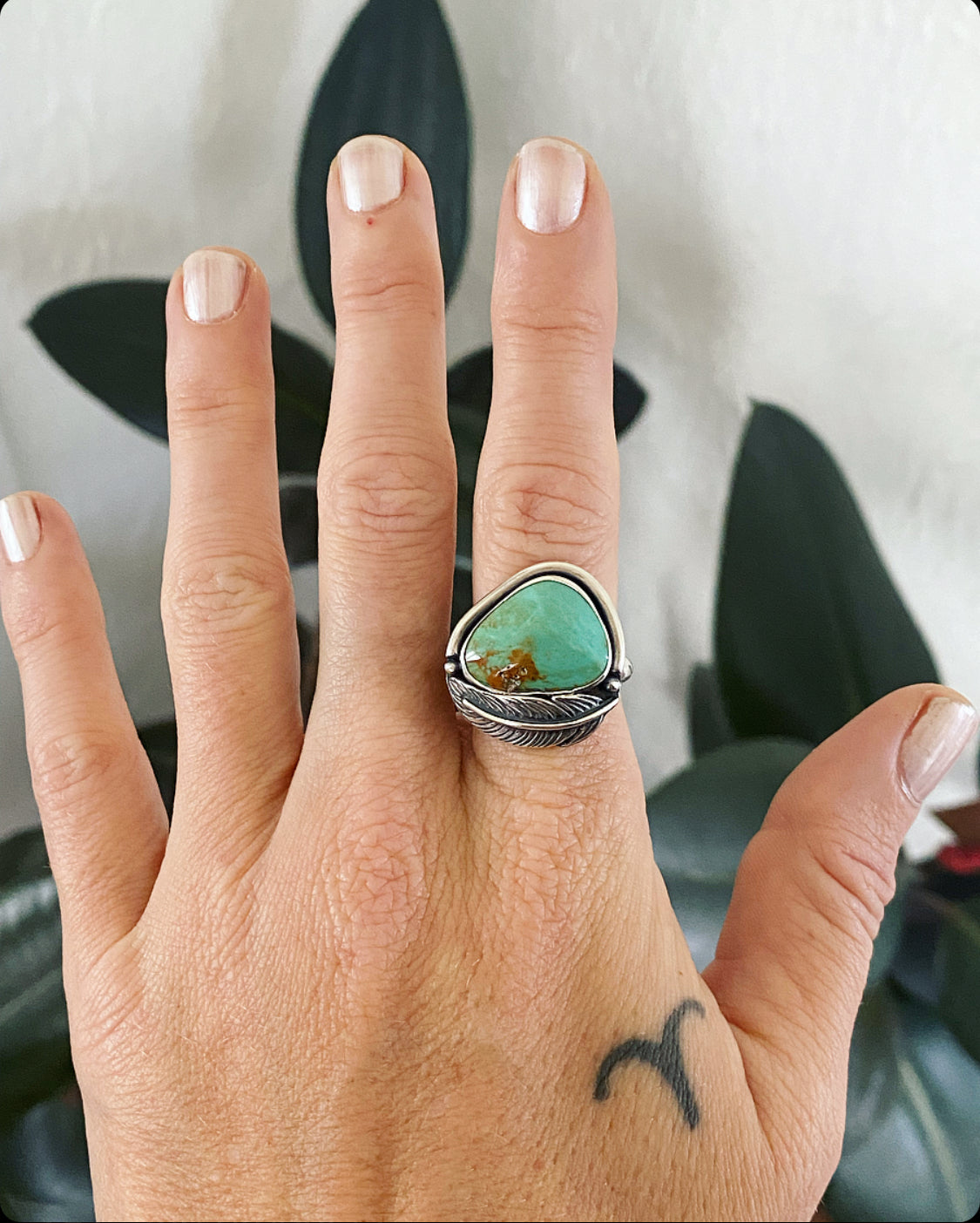 Turquoise Feather Ring