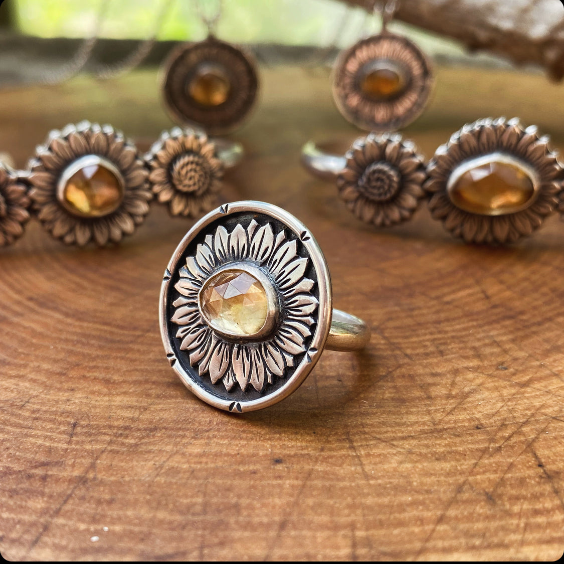 Citrine Sunflower Ring