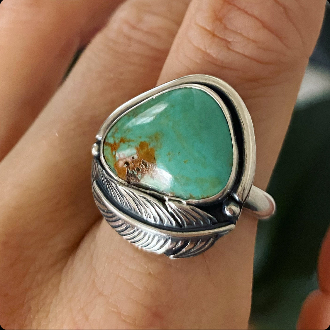 Turquoise Feather Ring