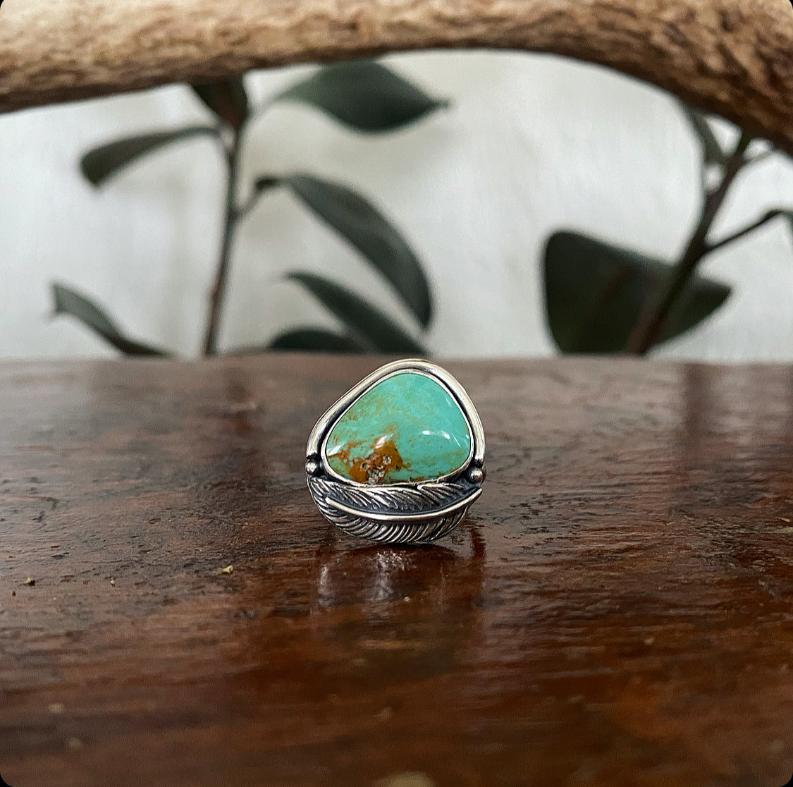 Turquoise Feather Ring