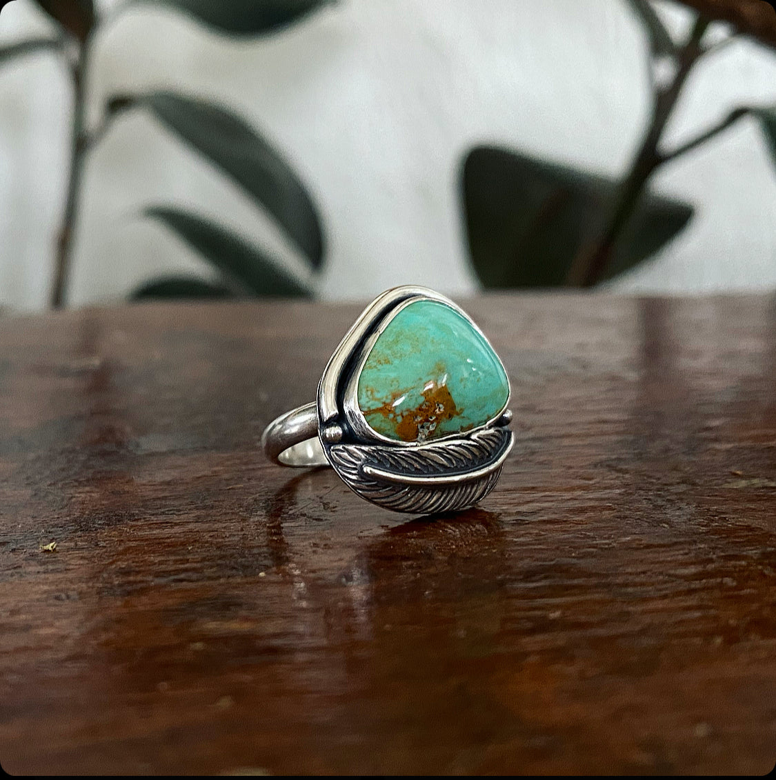 Turquoise Feather Ring