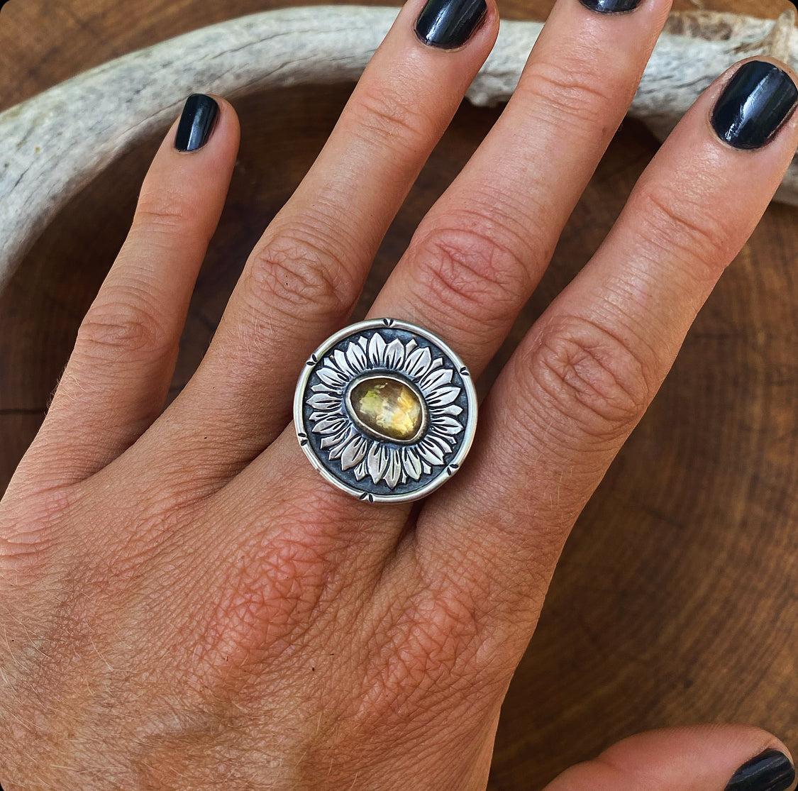 Citrine Sunflower Ring