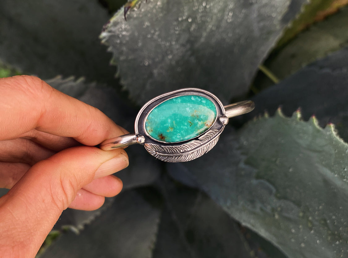 Turquoise Feather Cuff