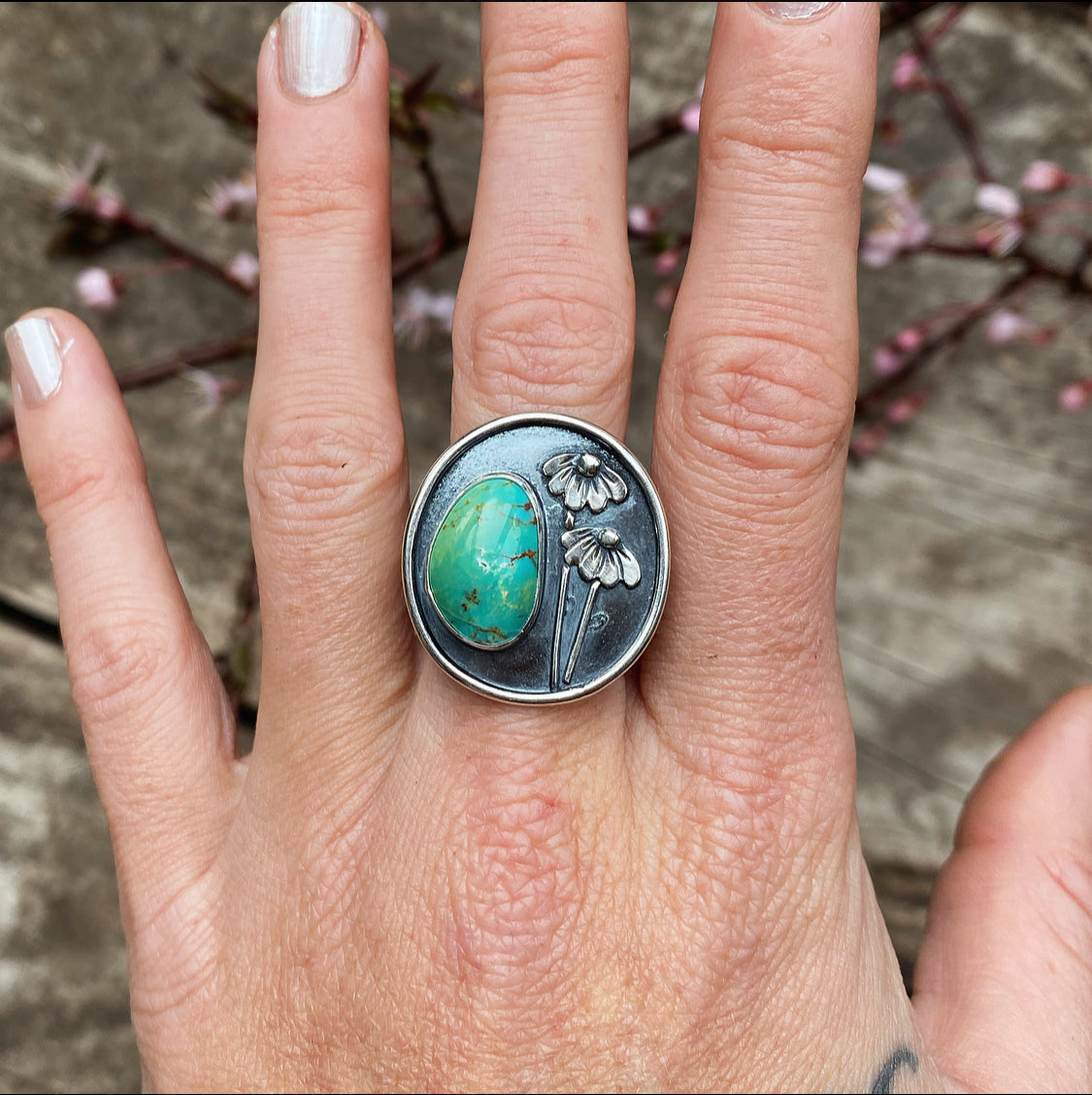 Turquoise Flower Ring