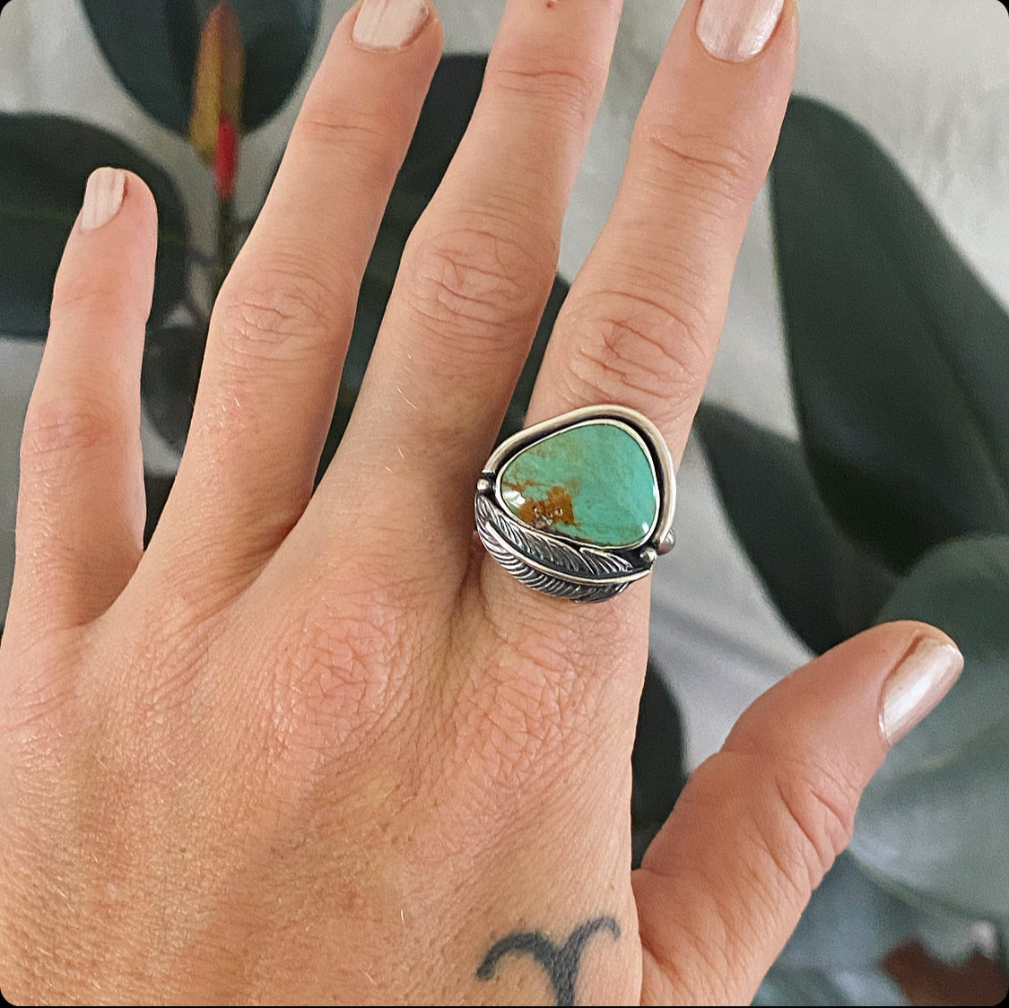 Turquoise Feather Ring