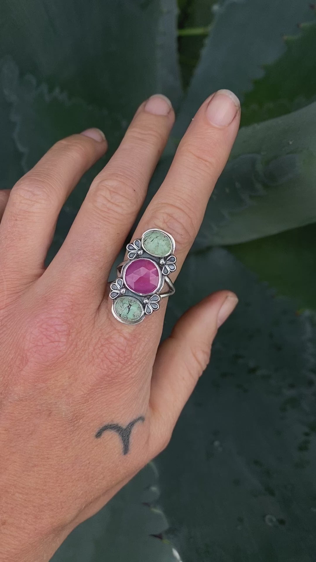 Turquoise & Ruby Ring